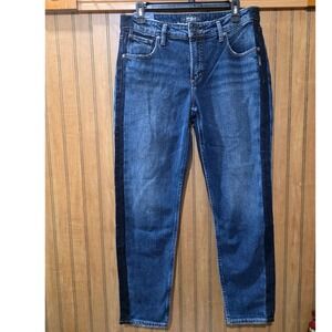 Silver Jeans Vintage Slim Dark Wash Denim Jeans Black Tuxedo Stripe W28/L27‎